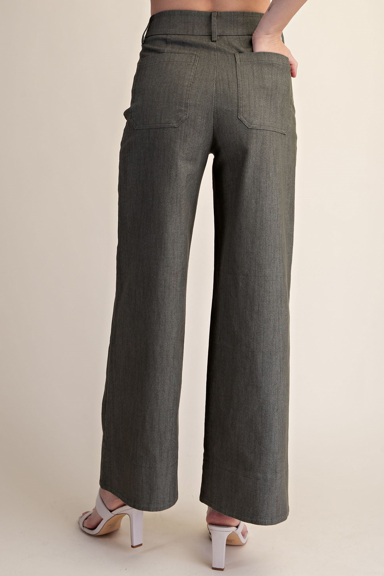 Stretchy Jeans High Rise Front Pocket Wide Leg