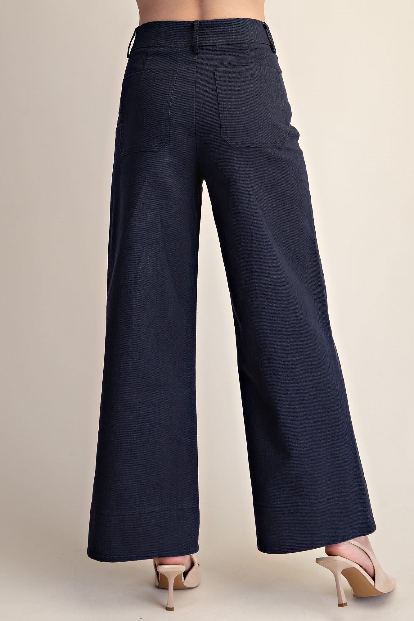 Stretchy Jeans High Rise Front Pocket Wide Leg