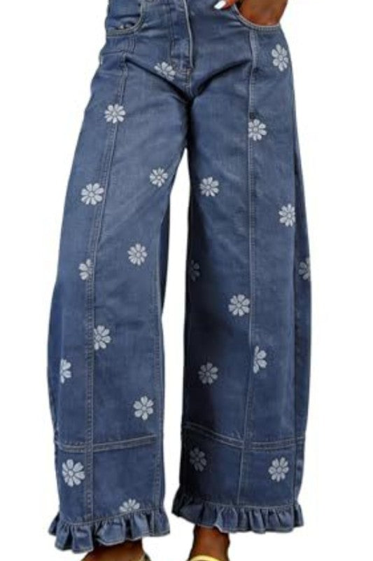 Floral Patchwork Vintage Wide Leg Pants
