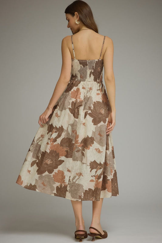 Floral sleeveless midi dress