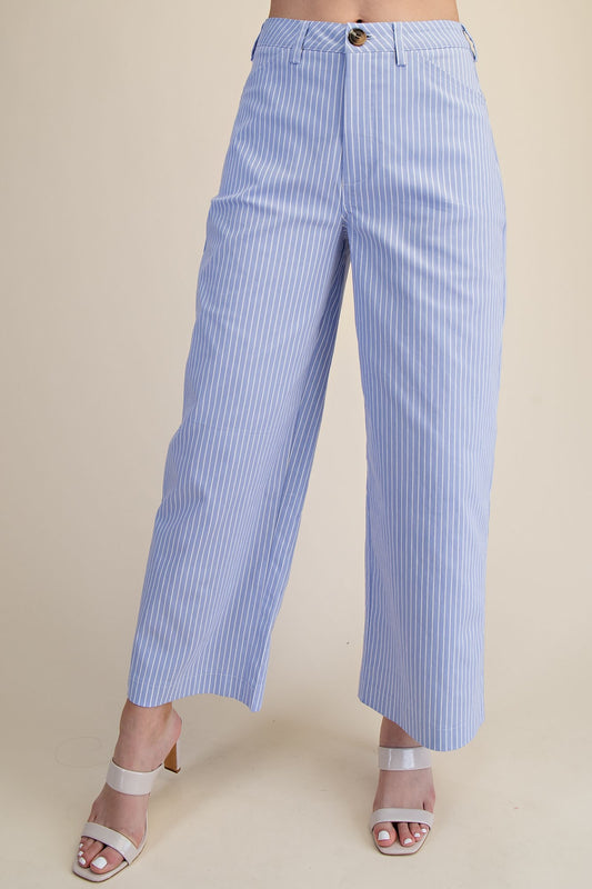 High Waist Barrel Leg Stripe Casual Pants