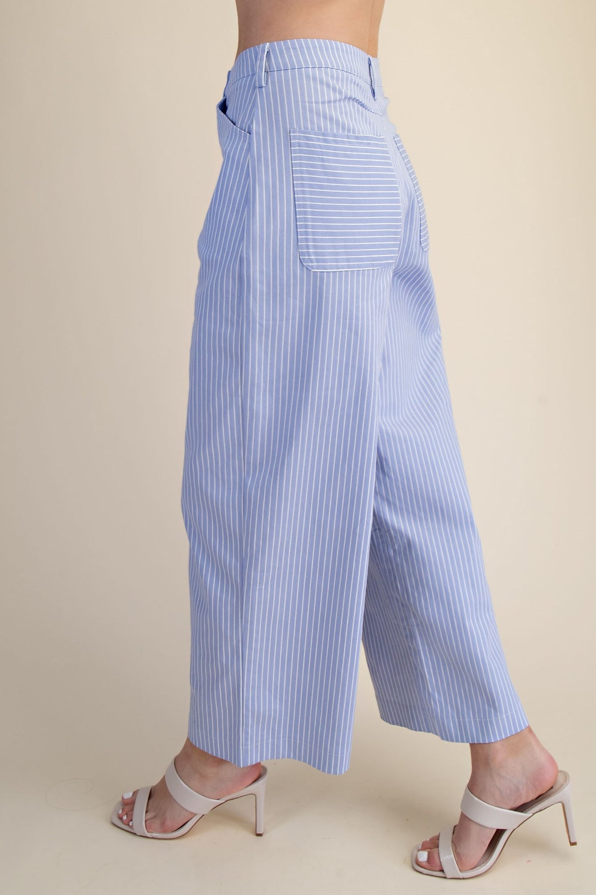 High Waist Barrel Leg Stripe Casual Pants