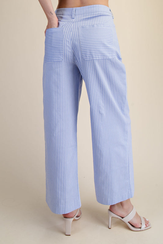 High Waist Barrel Leg Stripe Casual Pants