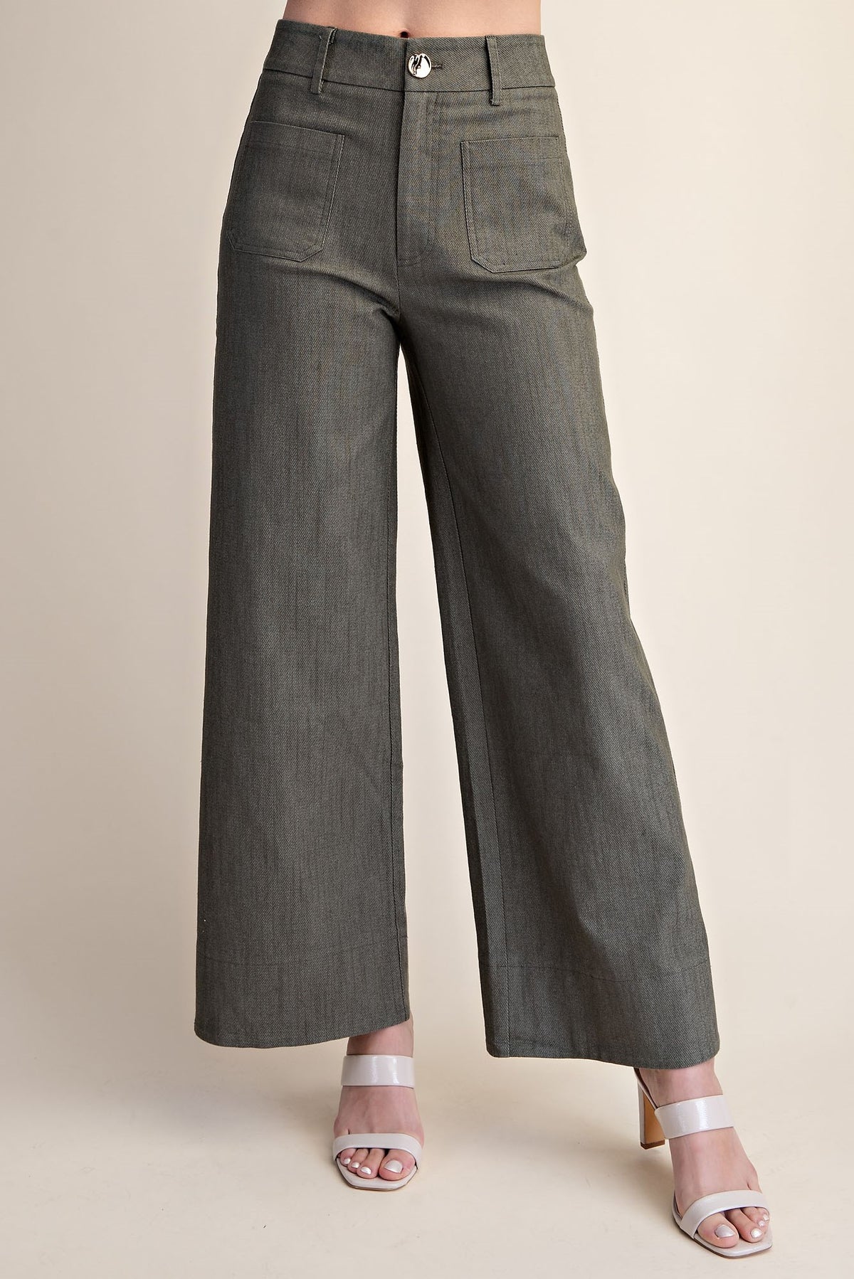 Stretchy Jeans High Rise Front Pocket Wide Leg