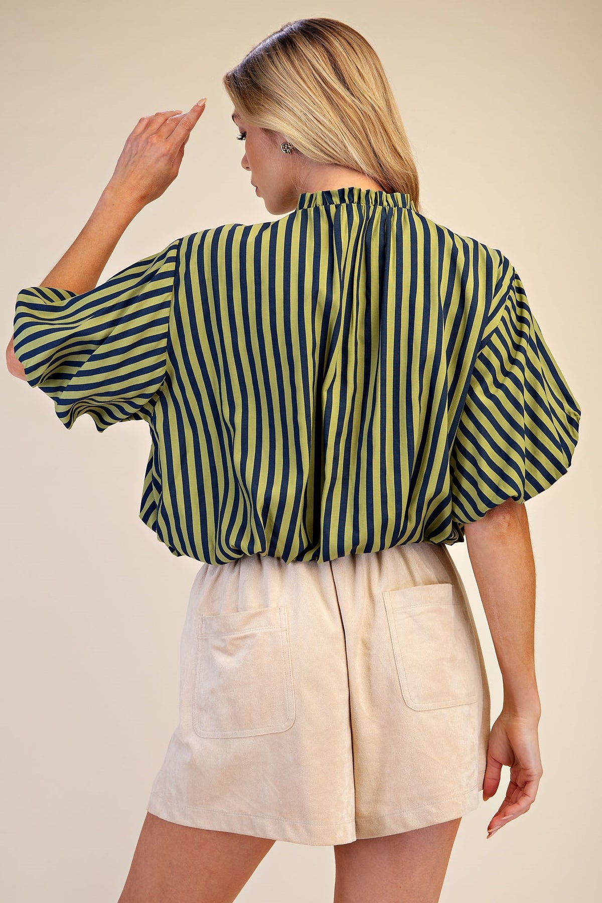 Tie Tassel Striped Balloon Top