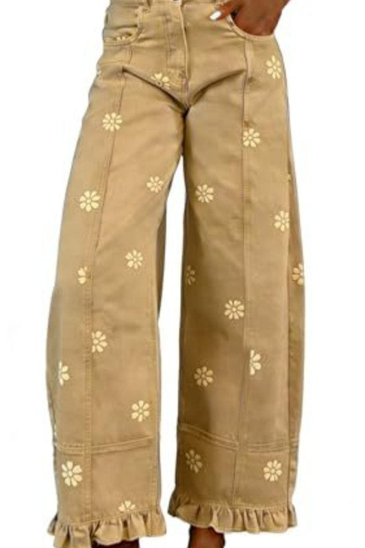 Floral Patchwork Vintage Wide Leg Pants
